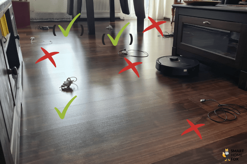 Das Testergebnis der Objekterkennung von Kabeln des Roborock Q Revo ist übersichtlich dargestellt.